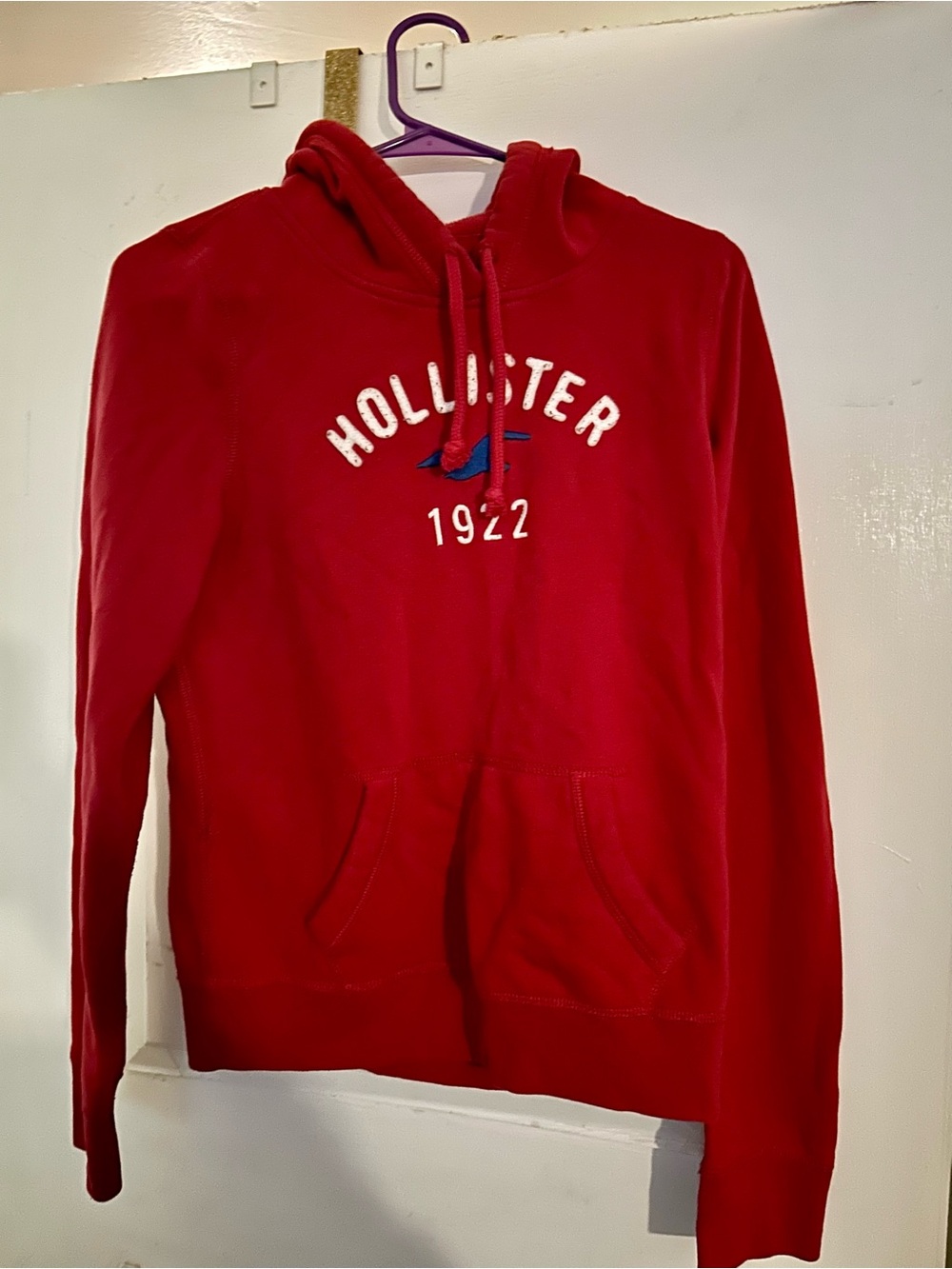 Hollister Red Logo Pullover Hoodie Women’s Size Large